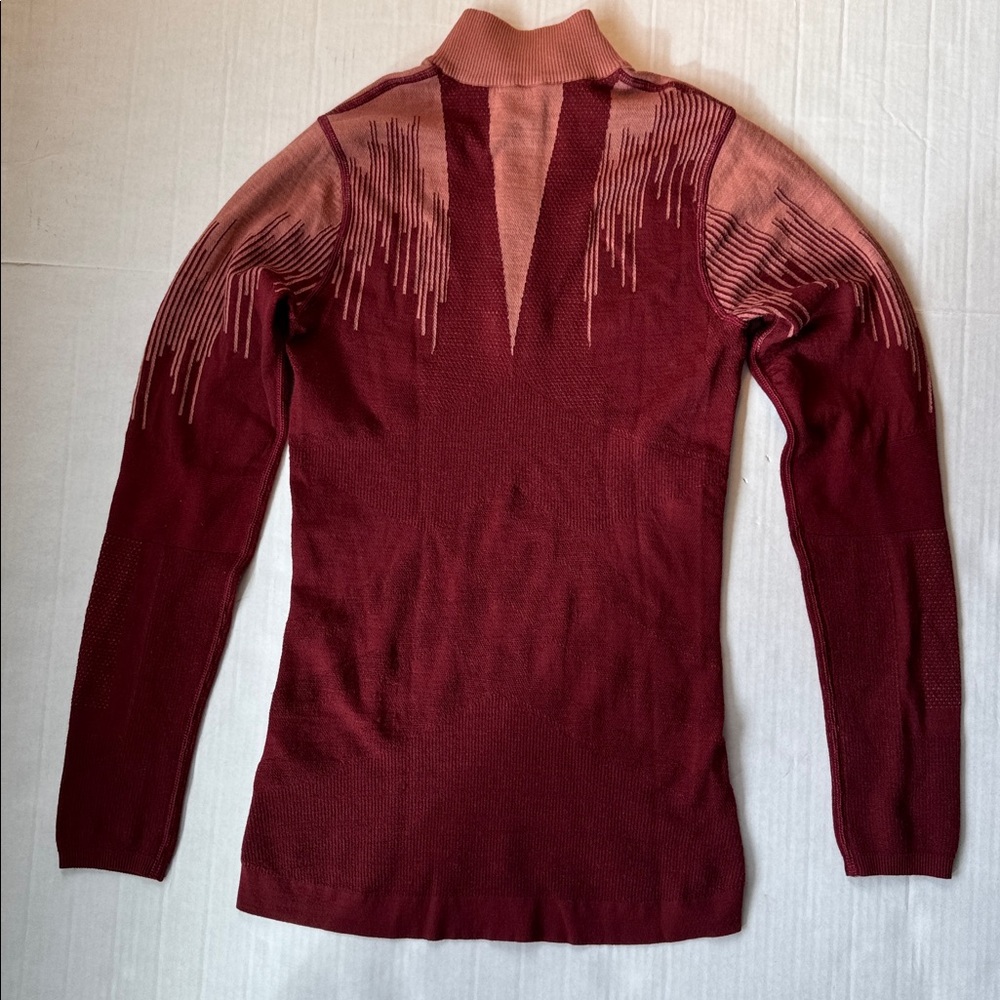 Smartwool Burgundy/Walnut 1/4 Zip-Up Intraknit 200 Base Layer size S Small - Picture 6 of 8